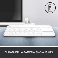 Carica l&#39;immagine nel visualizzatore di Gallery, Tastiera Logitech K400 Plus Tastiera Wireless per TV, PC, Home Theater bianca
