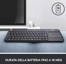 Carica l&#39;immagine nel visualizzatore di Gallery, Tastiera Logitech K400 Plus Tastiera Wireless per TV, PC, Home Theater nera
