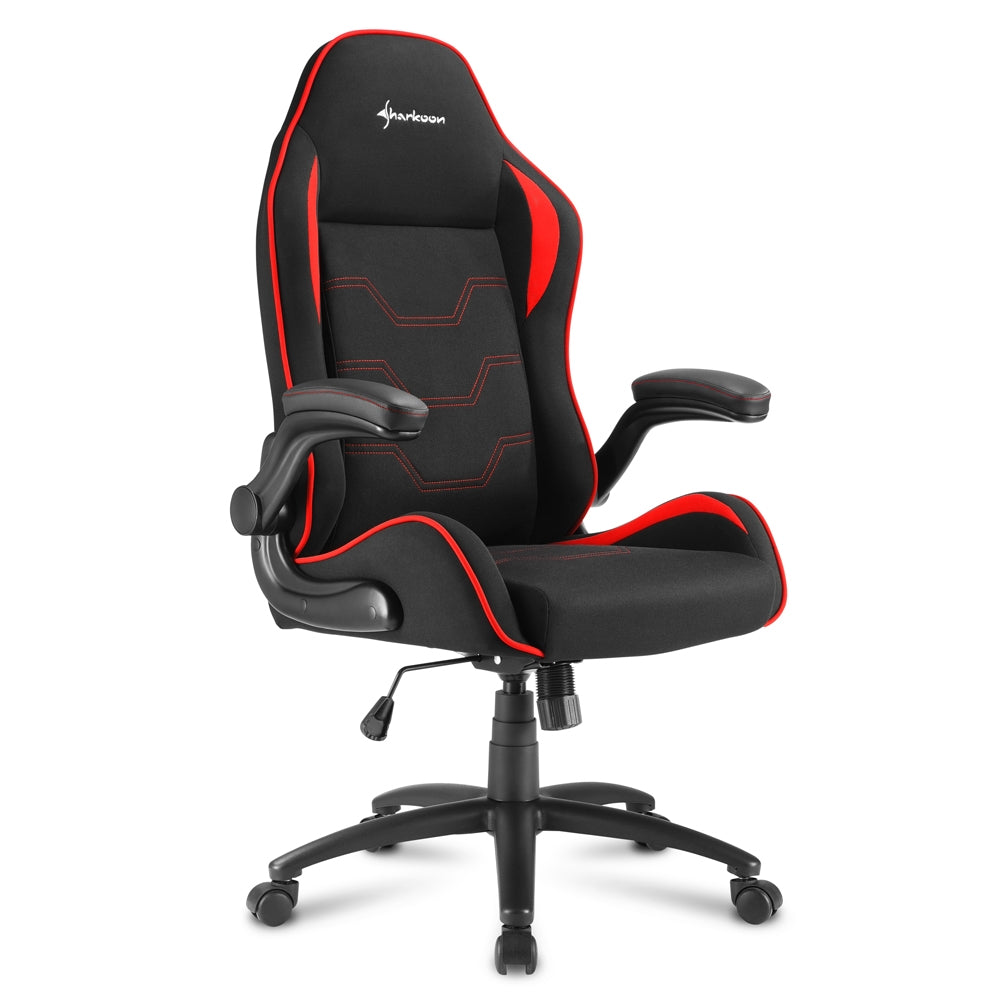 Sedia gaming Sharkoon Elbrus 1 in pelle sintetica, regolabile con base in acciaio nero - rosso