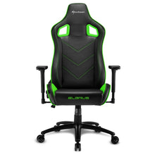 Carica l&#39;immagine nel visualizzatore di Gallery, Sedia gaming Sharkoon Elbrus 2 in pelle sintetica, regolabile con base in acciaio nero - verde
