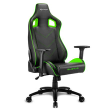 Carica l&#39;immagine nel visualizzatore di Gallery, Sedia gaming Sharkoon Elbrus 2 in pelle sintetica, regolabile con base in acciaio nero - verde
