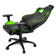 Carica l&#39;immagine nel visualizzatore di Gallery, Sedia gaming Sharkoon Elbrus 2 in pelle sintetica, regolabile con base in acciaio nero - verde
