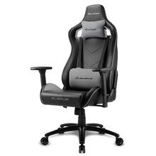 Carica l&#39;immagine nel visualizzatore di Gallery, Sedia gaming Sharkoon Elbrus 2 in pelle sintetica, regolabile con base in acciaio nero - grigio
